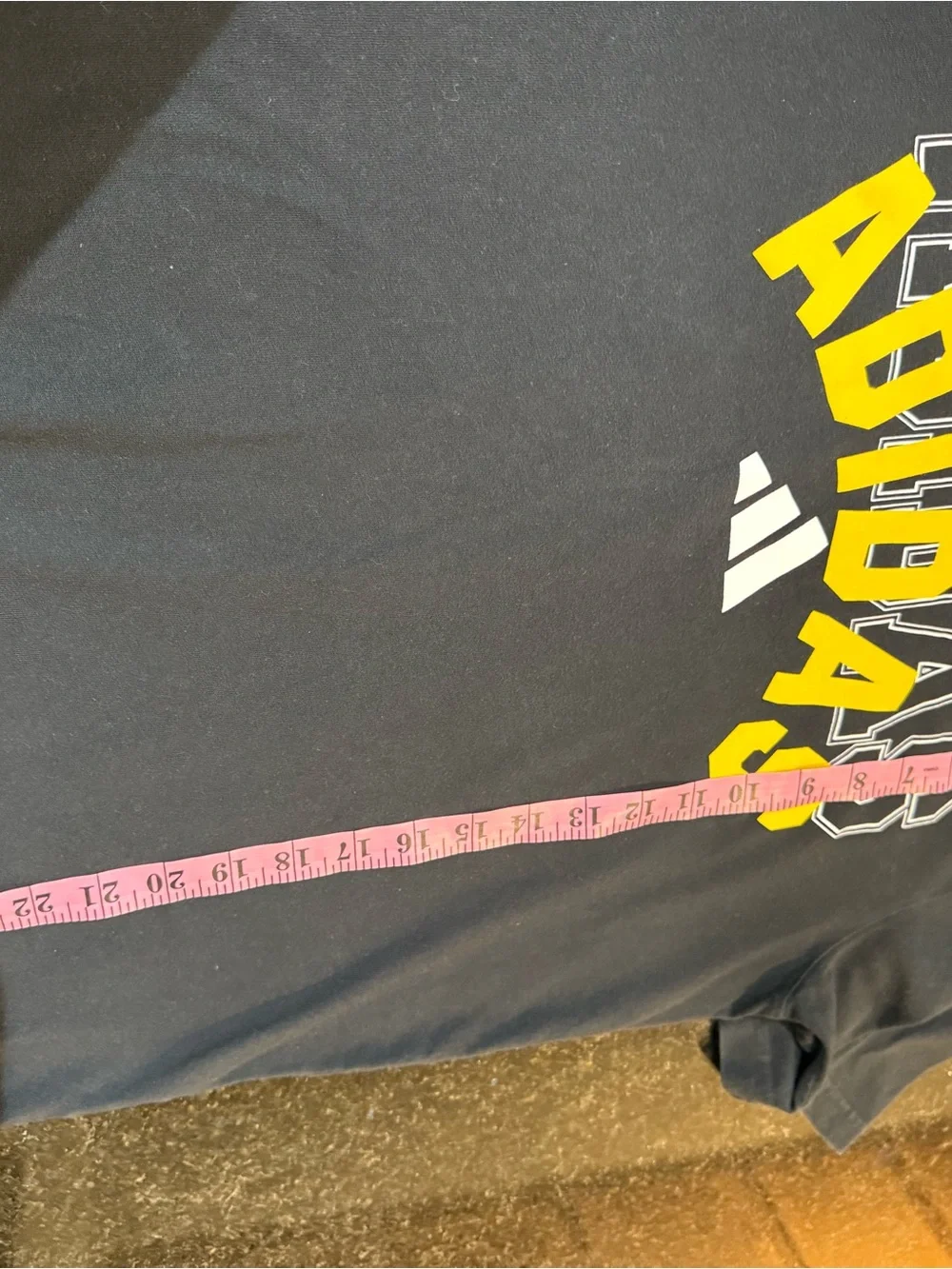 adidas Black Short-Sleeve Tee with Yellow Logo & Blue Graphic